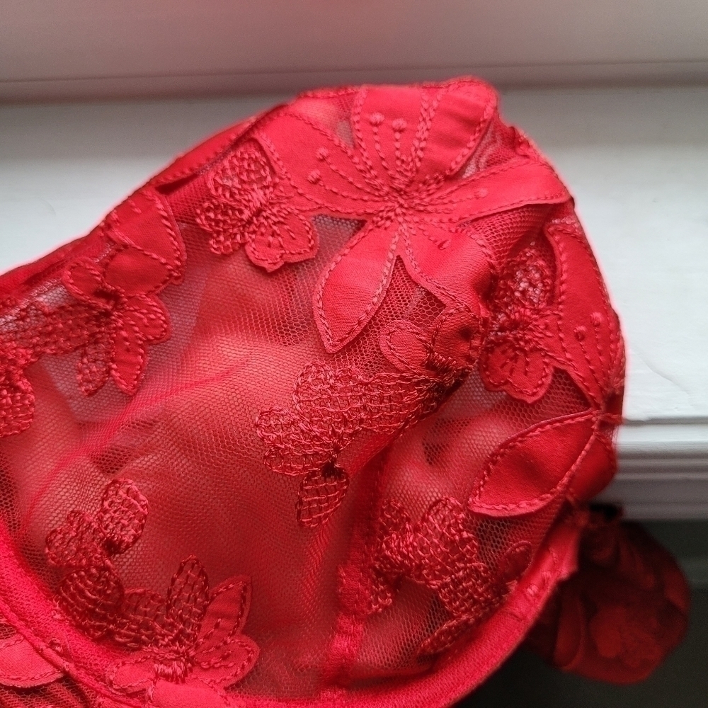 Victoria's Secret floral lace unlined plunge bra 36D NEW Without Tags - Picture 10 of 12